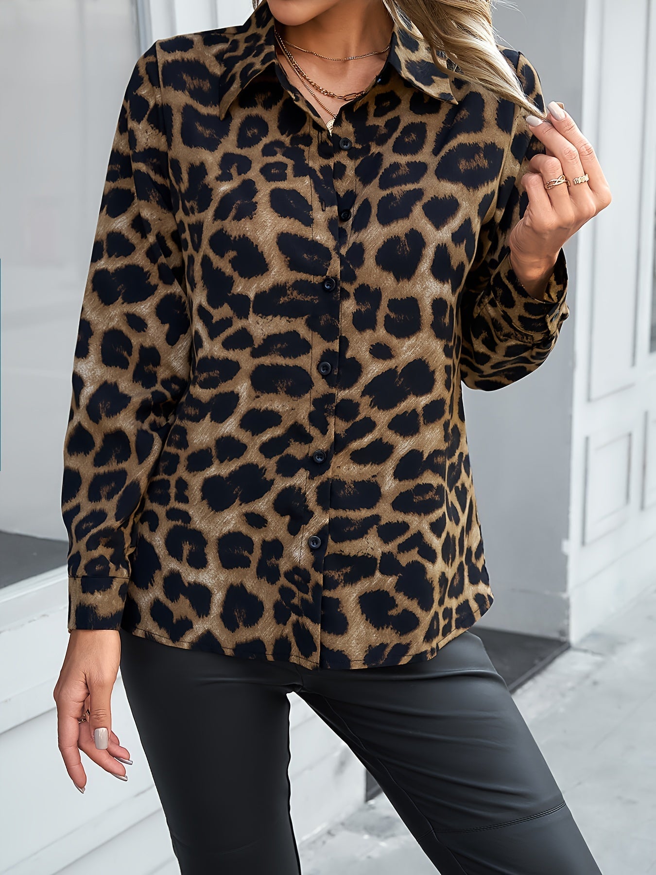 Femme™ | Leopard Print Polo Shirt