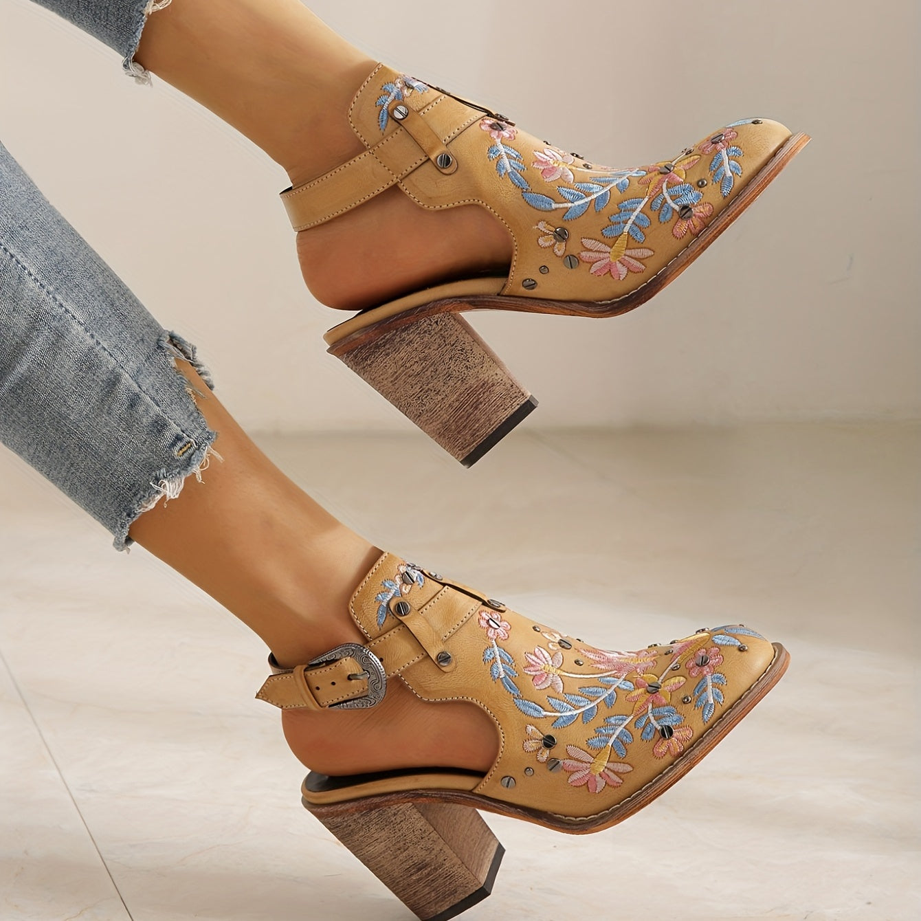 Femme™ | Vintage Floral Ankle Boots