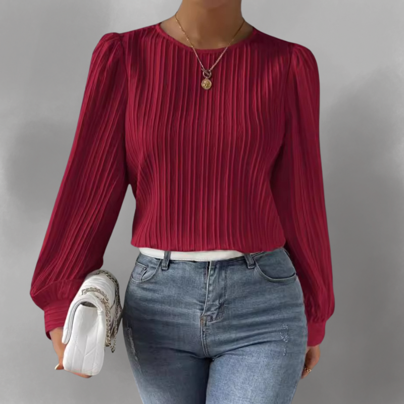 Femme™ | Pleated Long-Sleeve Blouse