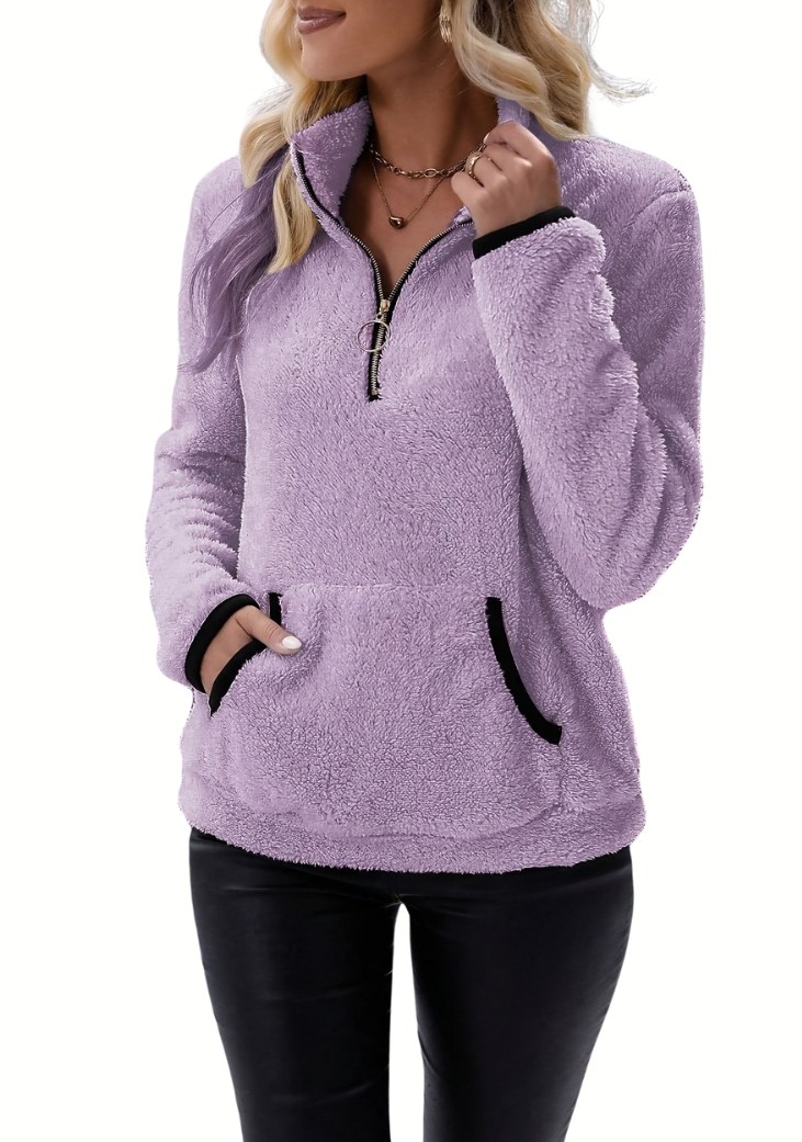 Femme™ | Half Zip Borg Fleece Sweatshirt