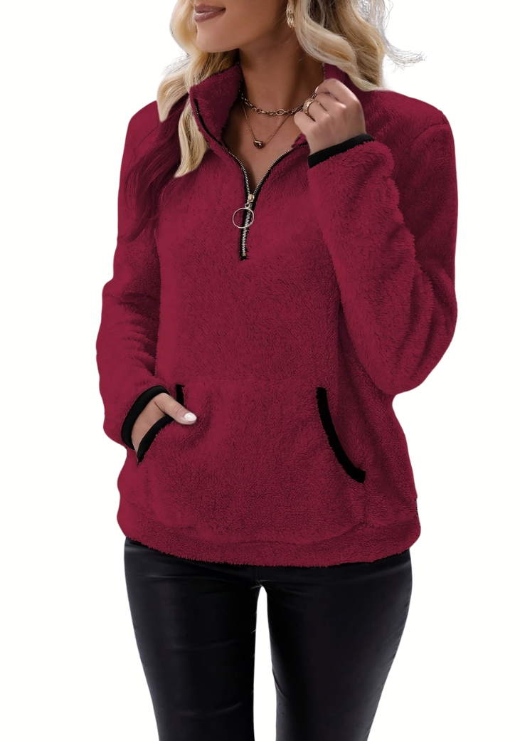 Femme™ | Half Zip Borg Fleece Sweatshirt