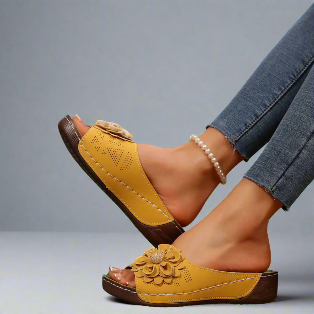 Femme™ | Elegant Orthopaedic Sandals with Floral Design