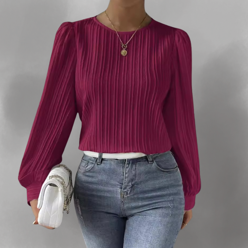Femme™ | Pleated Long-Sleeve Blouse