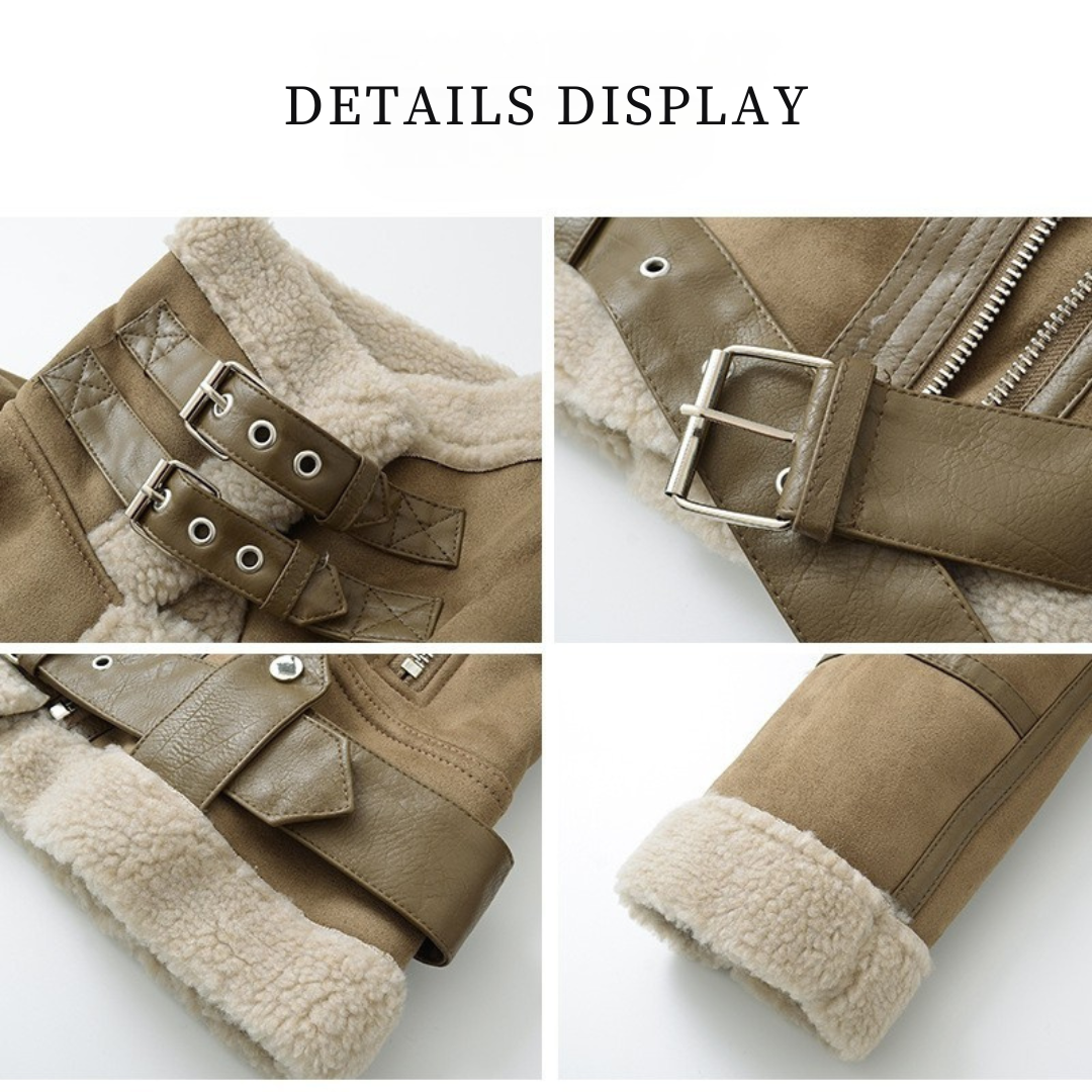 Femme™ | Suede Velvet Fur Lambswool Jacket
