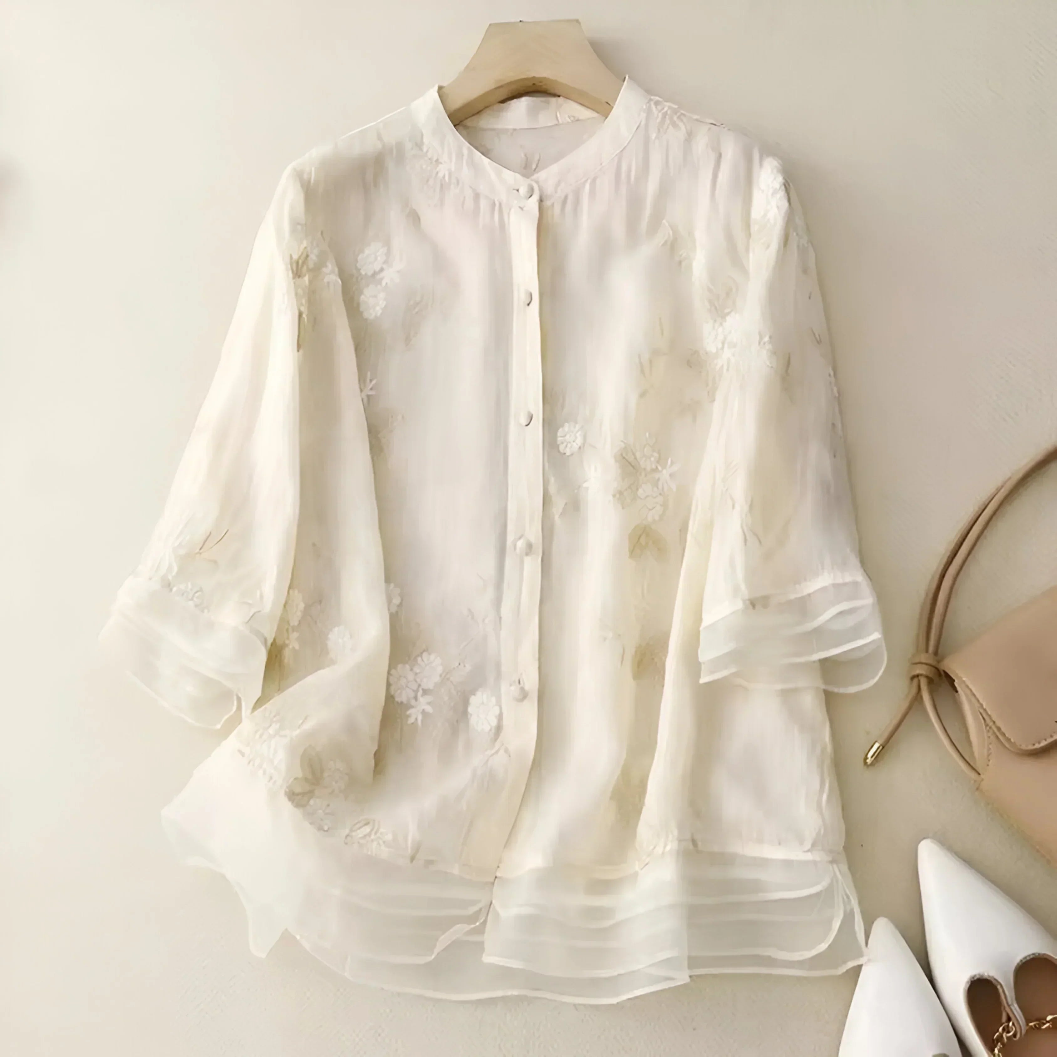 Femme™ | Embroidered Sheer Blouse