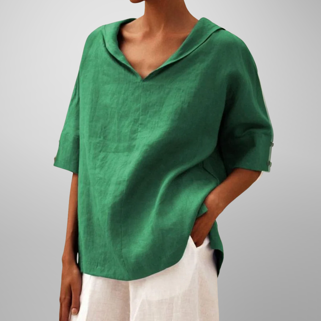 Femme™ | Relaxed Collar V-Neck Top