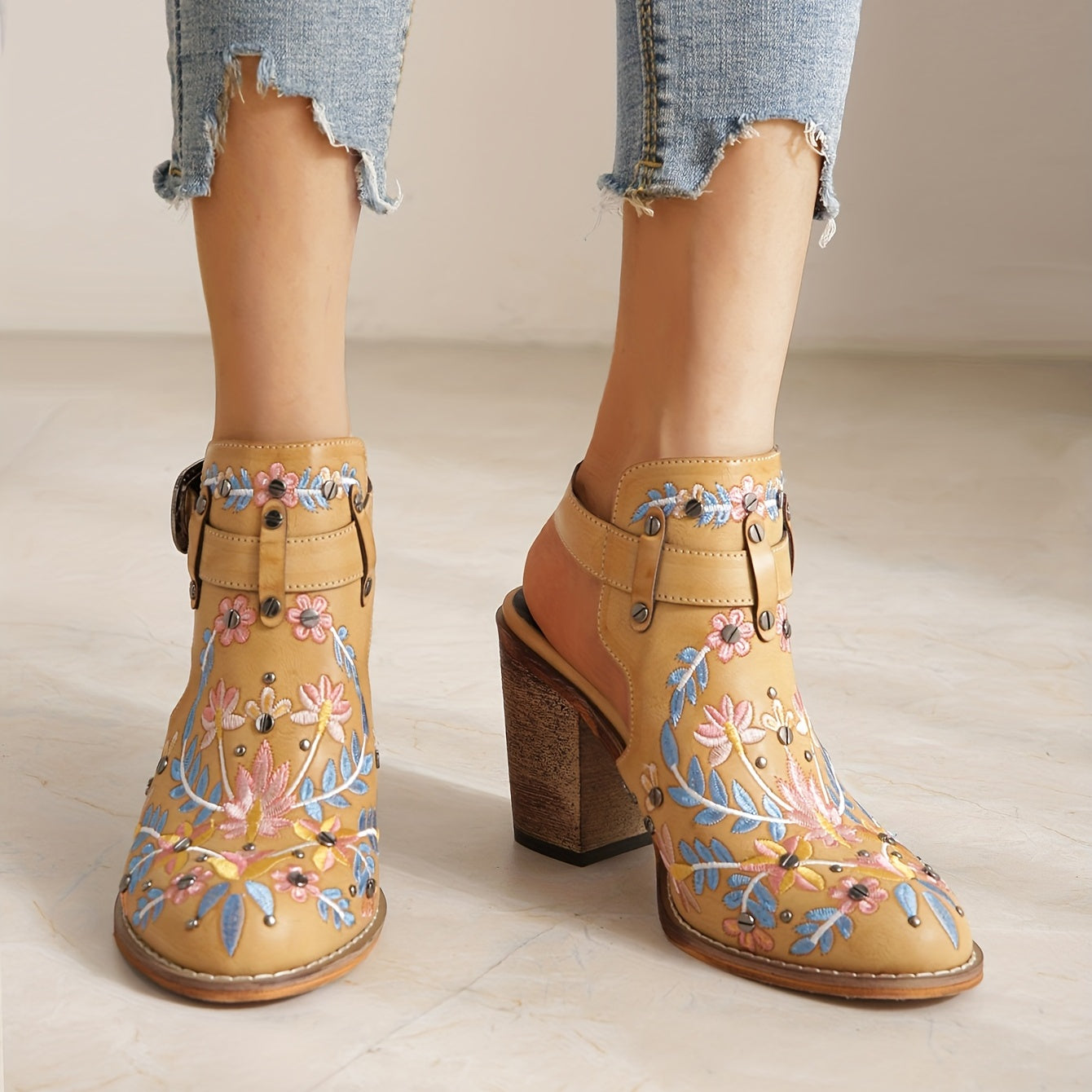 Femme™ | Vintage Floral Ankle Boots
