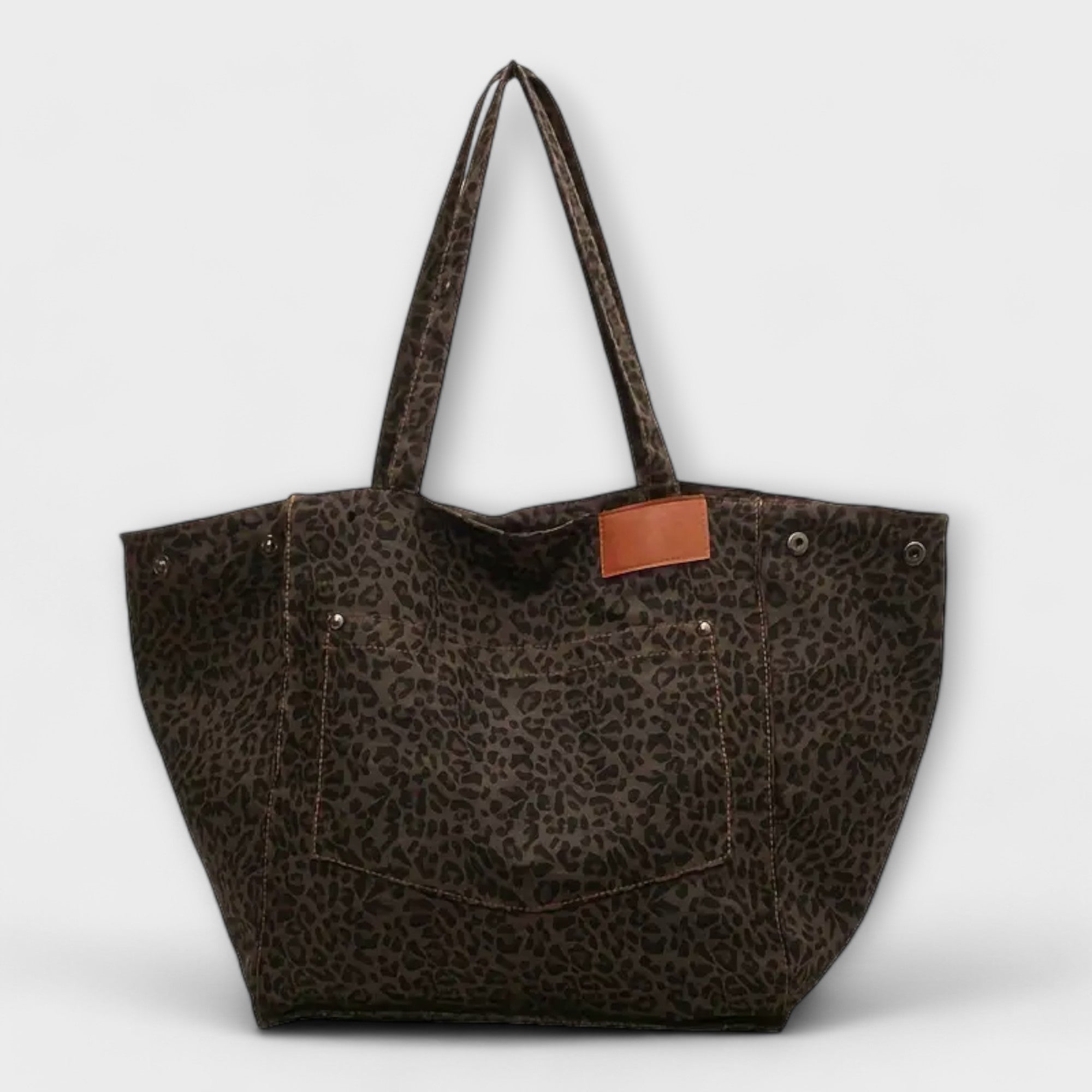Femme™ | Elegant Leopard Print Canvas Shoulder Bag