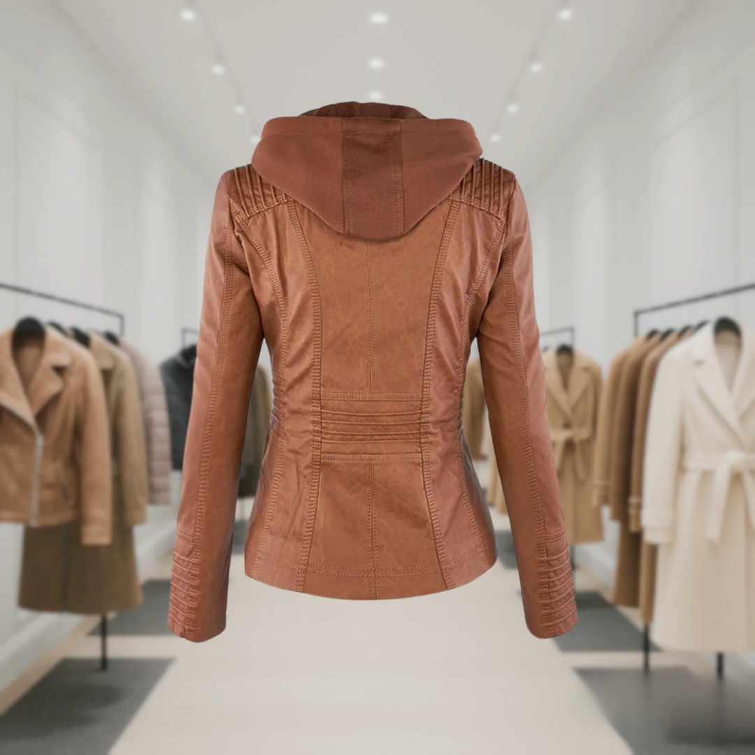 Femme™ | Waterproof Leather Jacket with Hood
