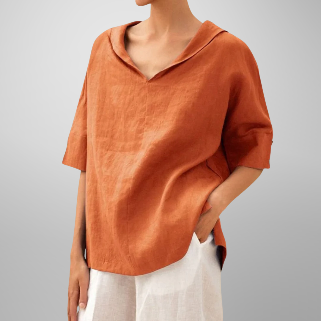 Femme™ | Relaxed Collar V-Neck Top