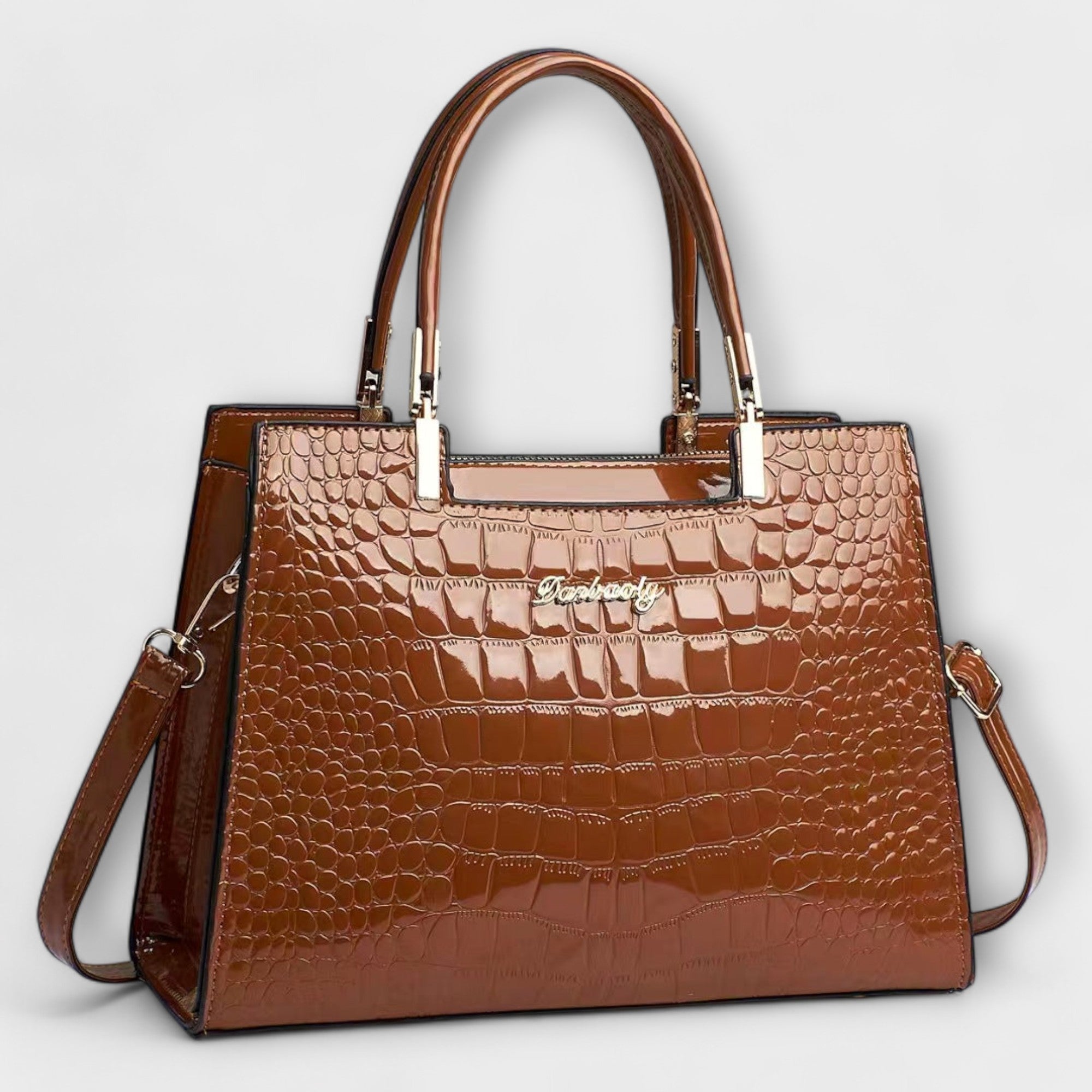 Femme™ | Shiny crocodile print handbag