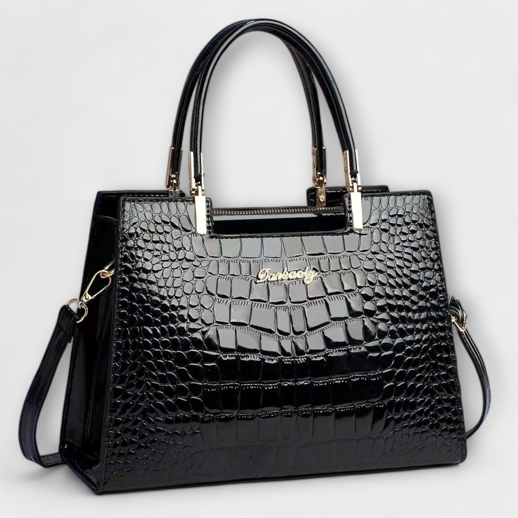 Femme™ | Shiny crocodile print handbag