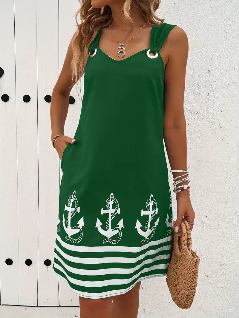 Femme™ | Nautical Ring Strap Dress