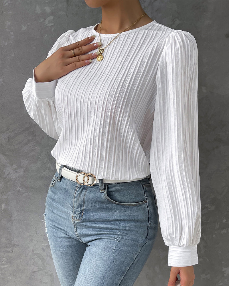 Femme™ | Textured Long Sleeve Blouse