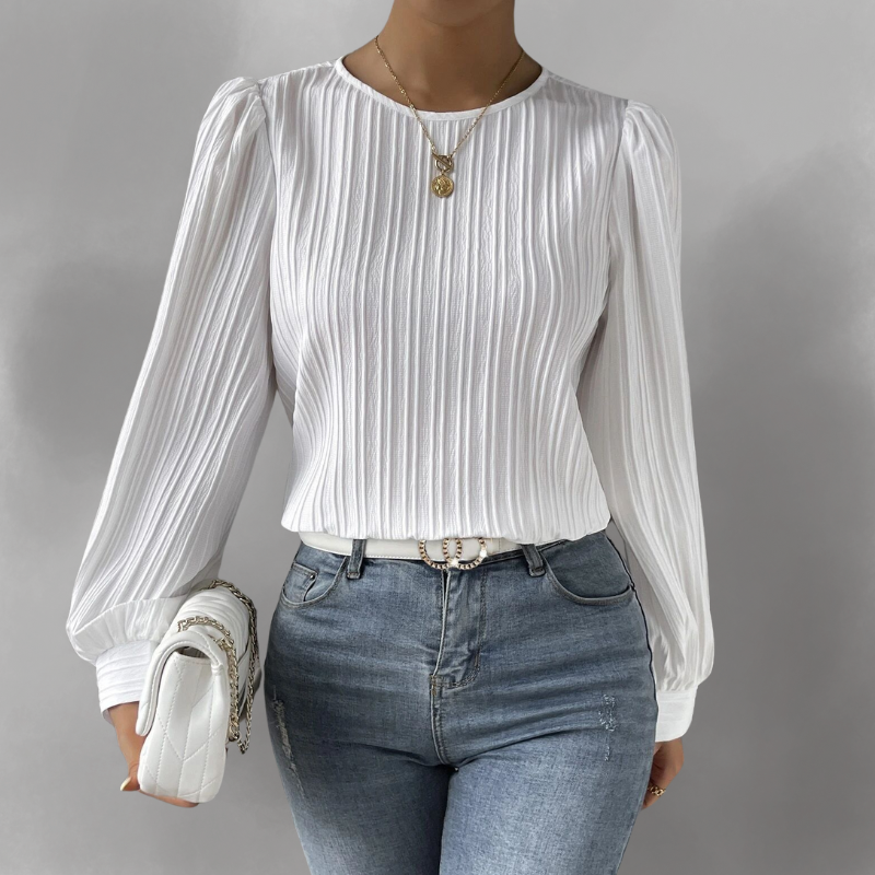 Femme™ | Pleated Long-Sleeve Blouse