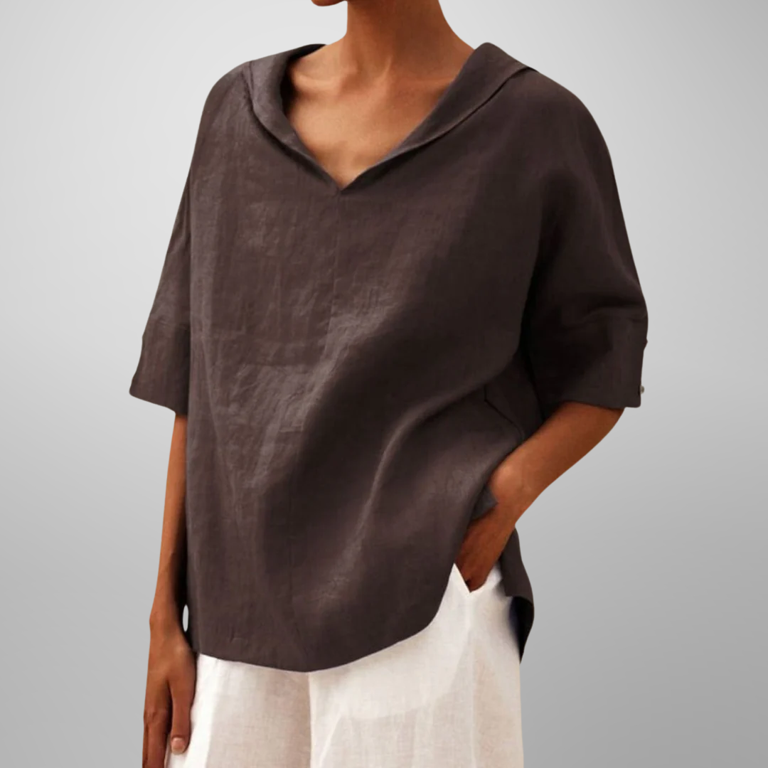 Femme™ | Relaxed Collar V-Neck Top