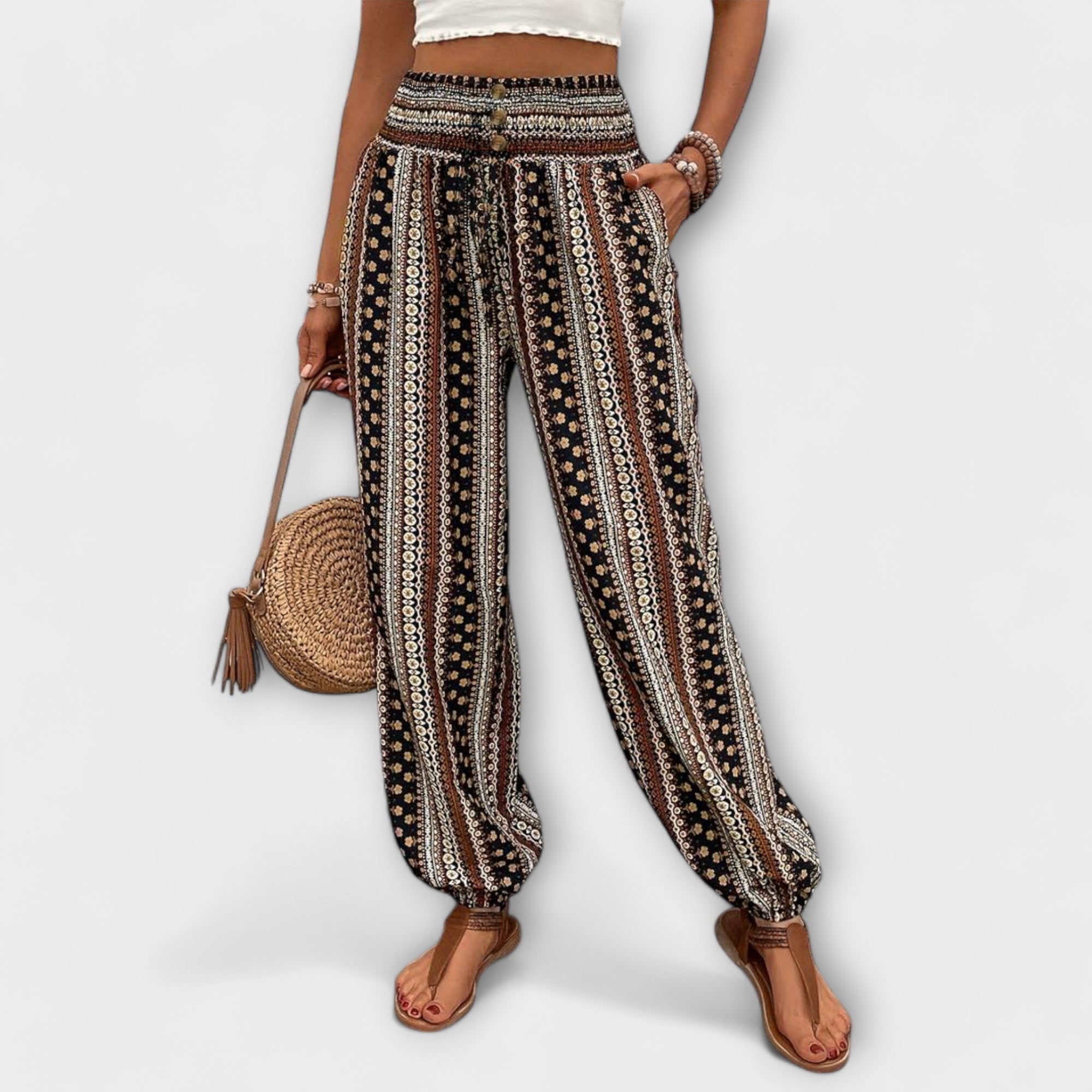 Femme™ | Trousers with Ethnic Graphic