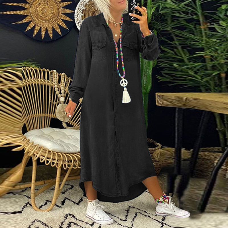 Femme™ | Long Sleeve Denim Maxi Dress