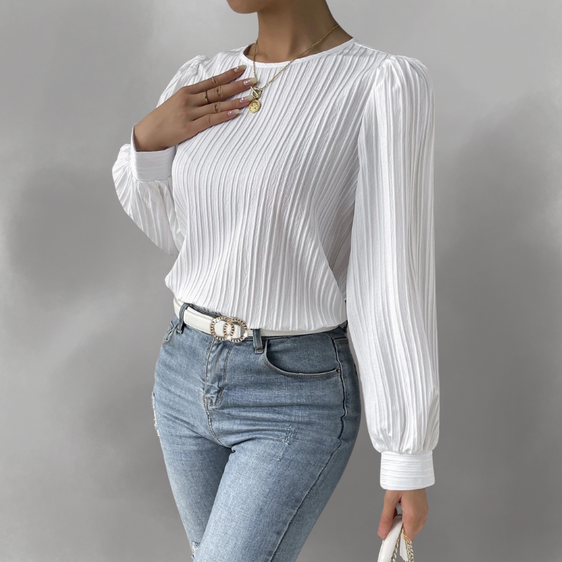 Femme™ | Pleated Long-Sleeve Blouse