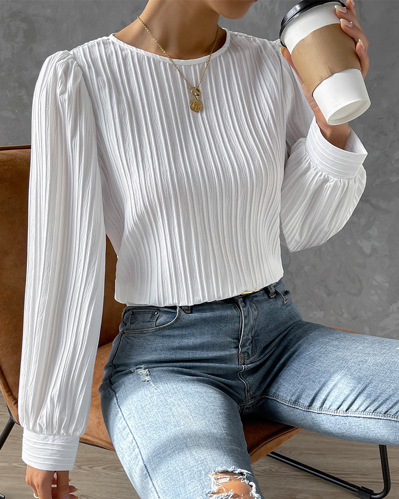 Femme™ | Textured Long Sleeve Blouse