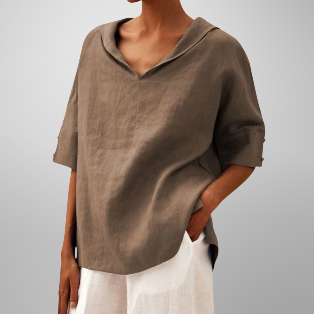 Femme™ | Relaxed Collar V-Neck Top