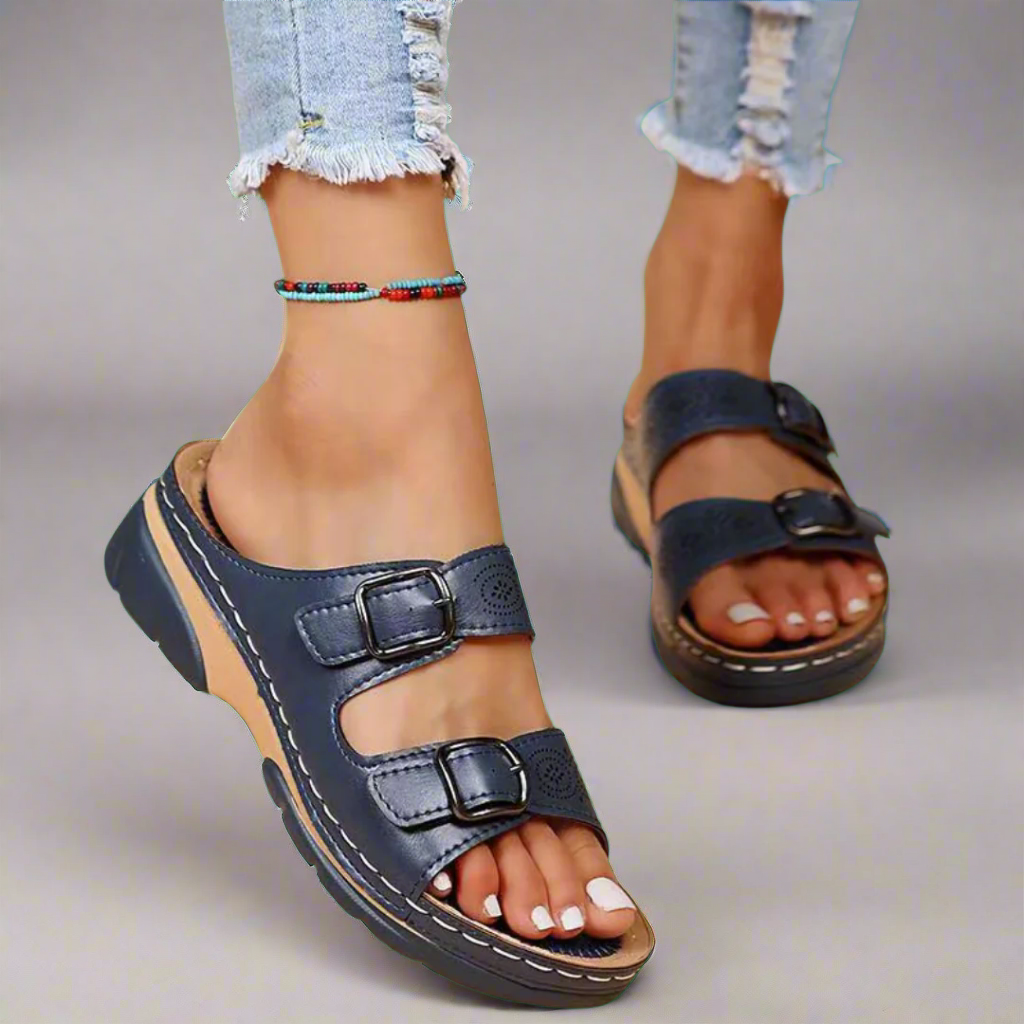 Femme™ | Wedge Sandals with Double Strap – Comfortable and Stylish