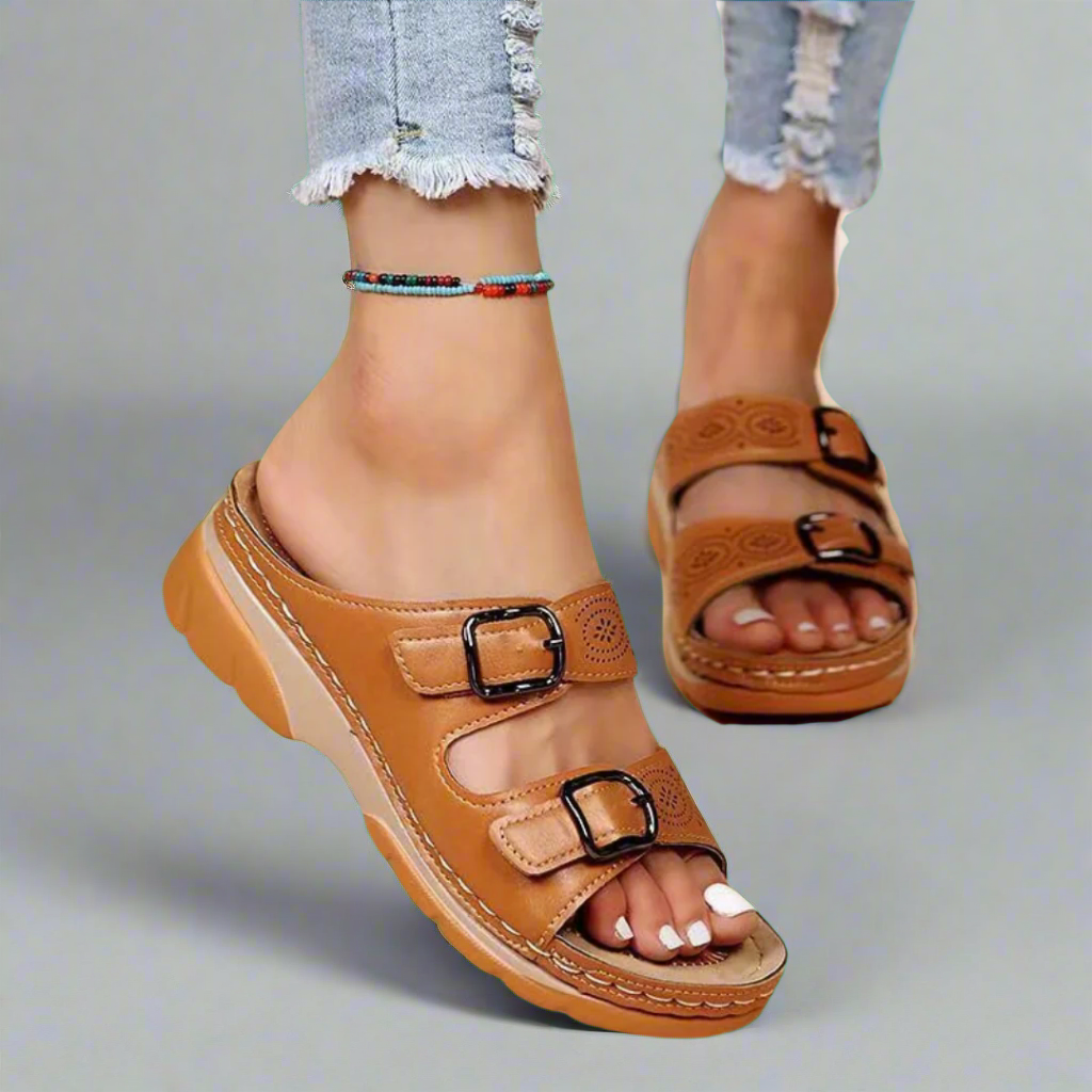 Femme™ | Wedge Sandals with Double Strap – Comfortable and Stylish