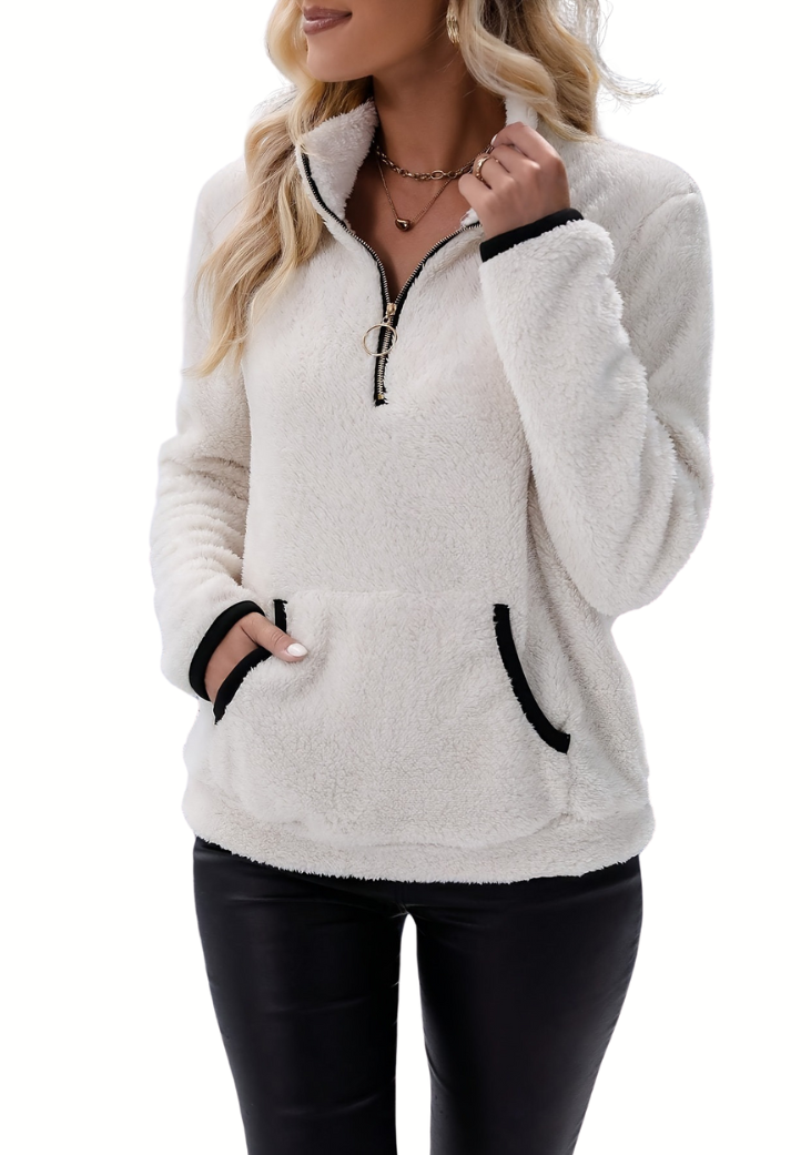 Femme™ | Half Zip Borg Fleece Sweatshirt
