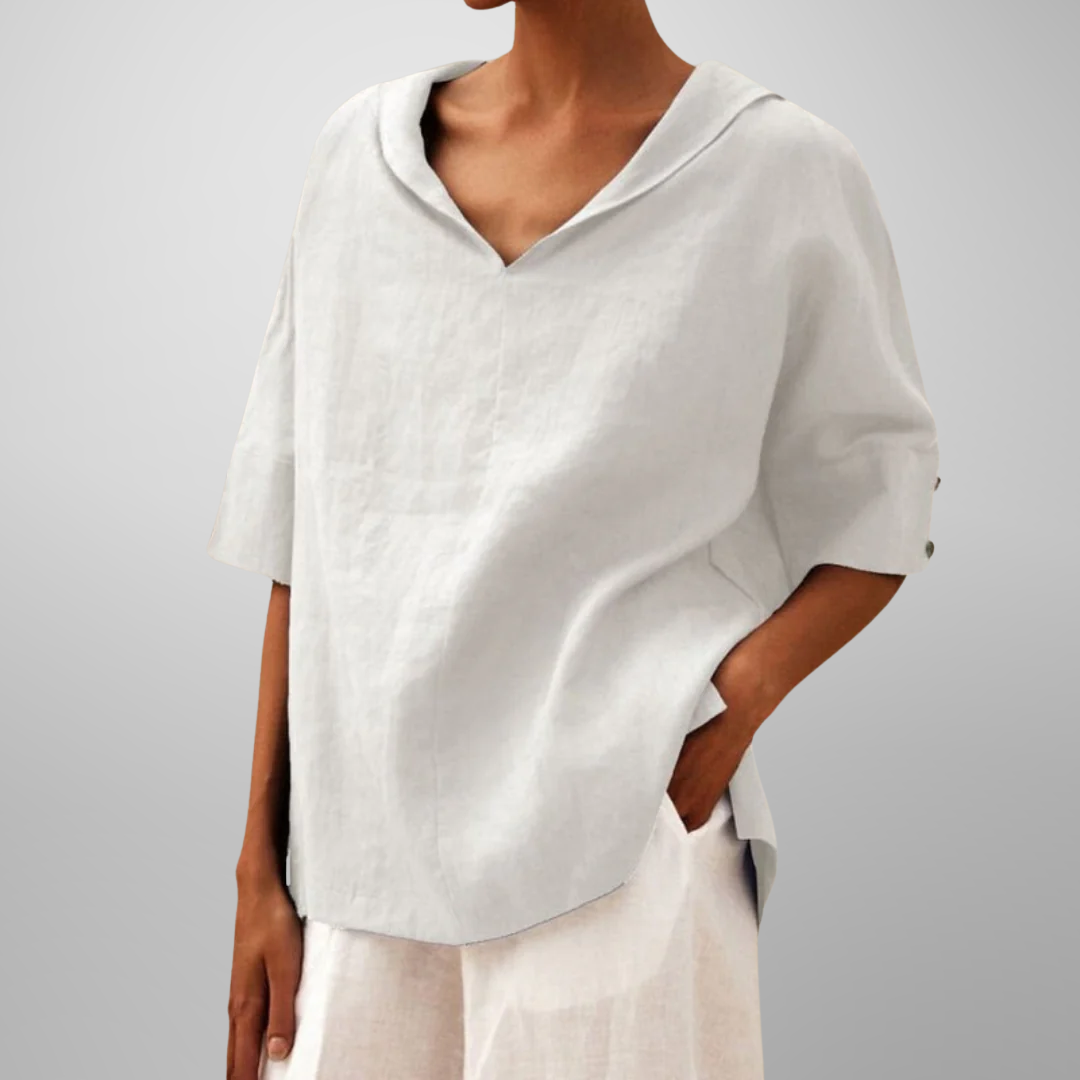 Femme™ | Relaxed Collar V-Neck Top
