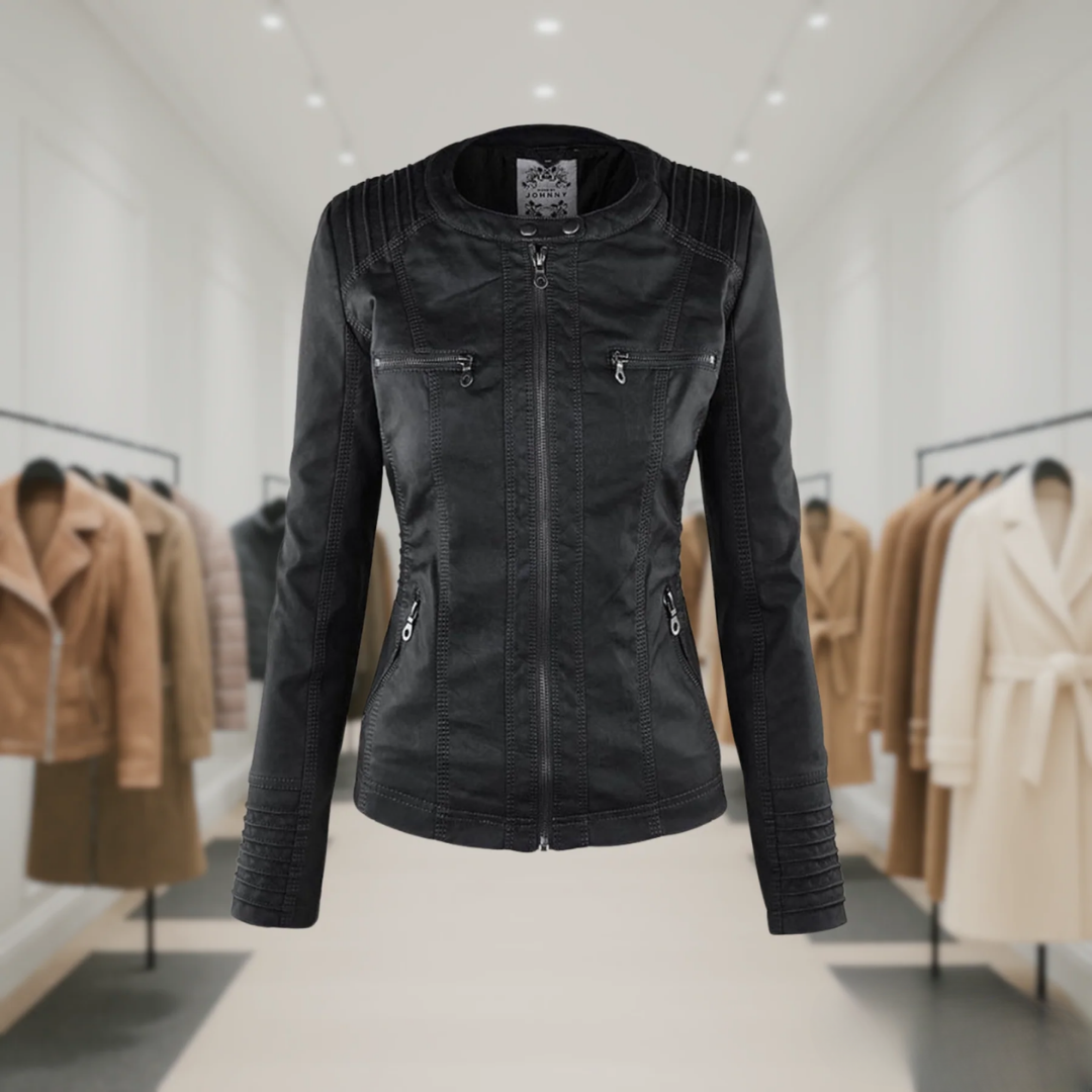 Femme™ | Waterproof Leather Jacket with Hood