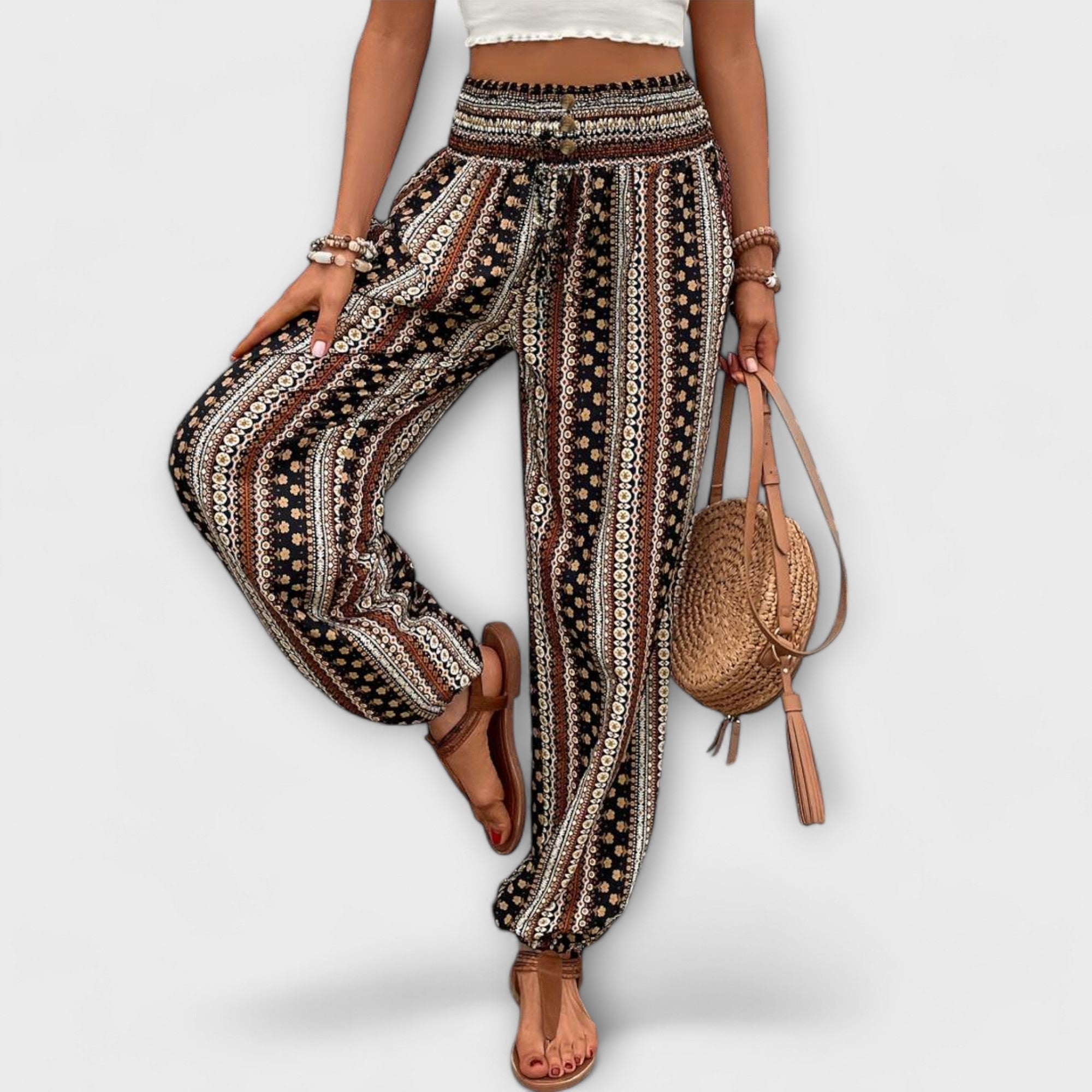Femme™ | Trousers with Ethnic Graphic