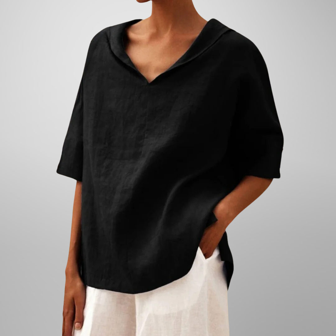 Femme™ | Relaxed Collar V-Neck Top
