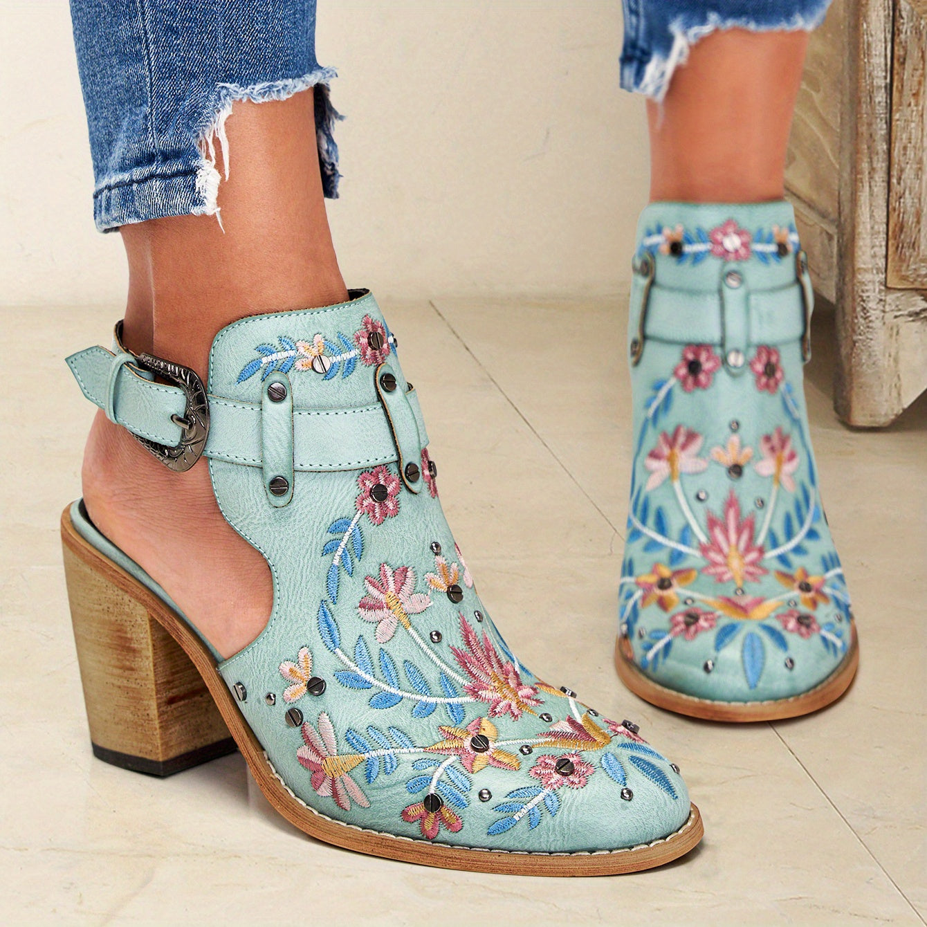Femme™ | Vintage Floral Ankle Boots