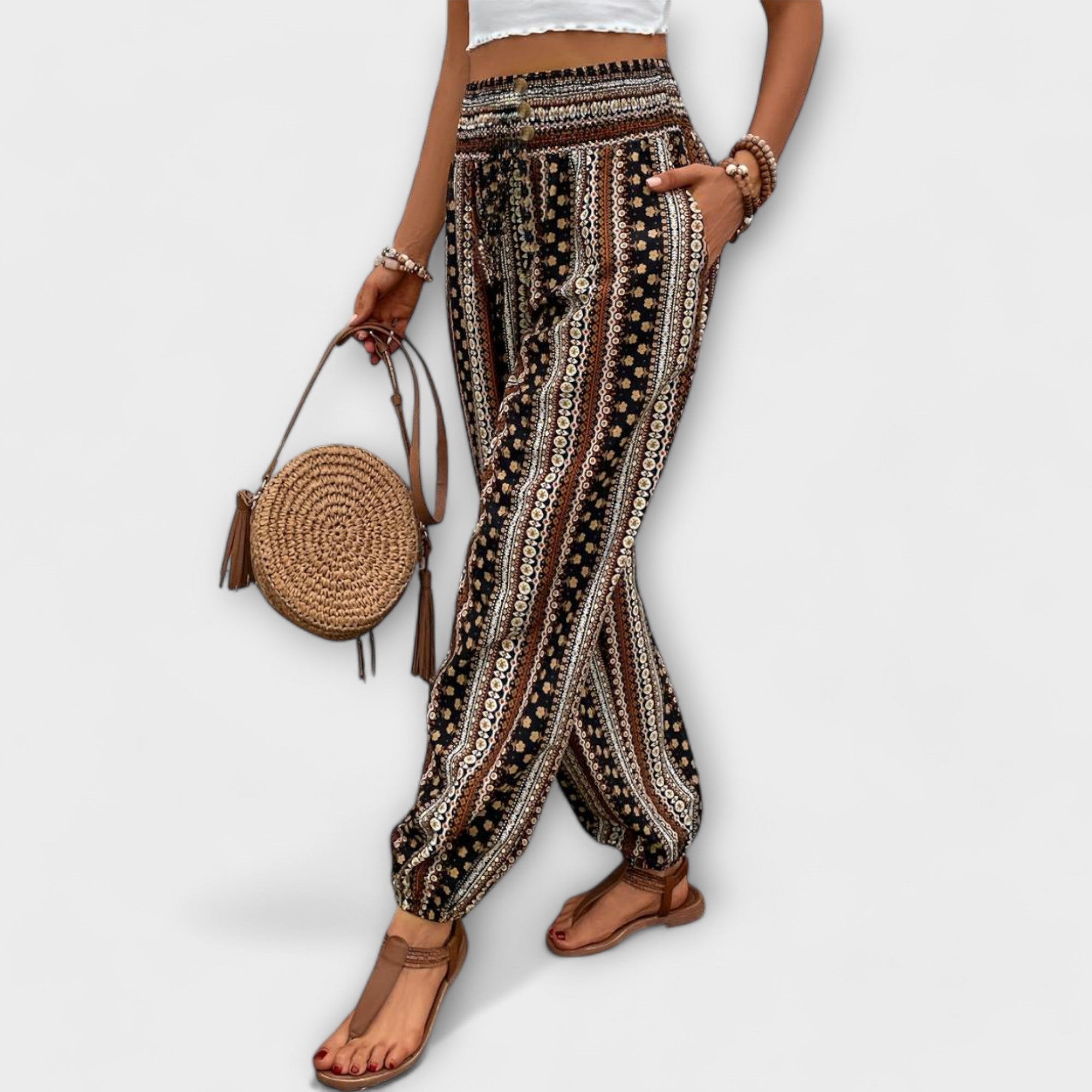 Femme™ | Trousers with Ethnic Graphic