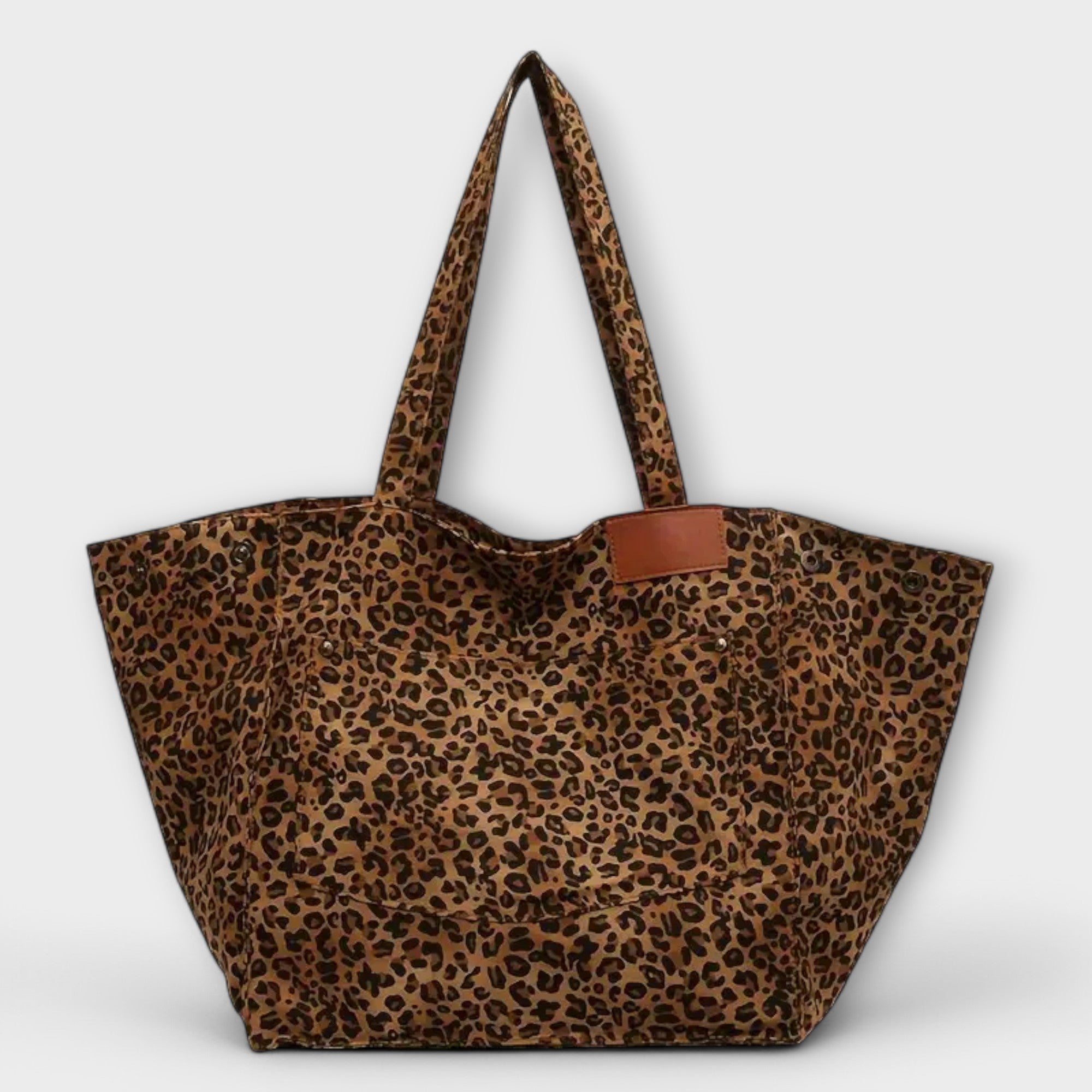 Femme™ | Elegant Leopard Print Canvas Shoulder Bag