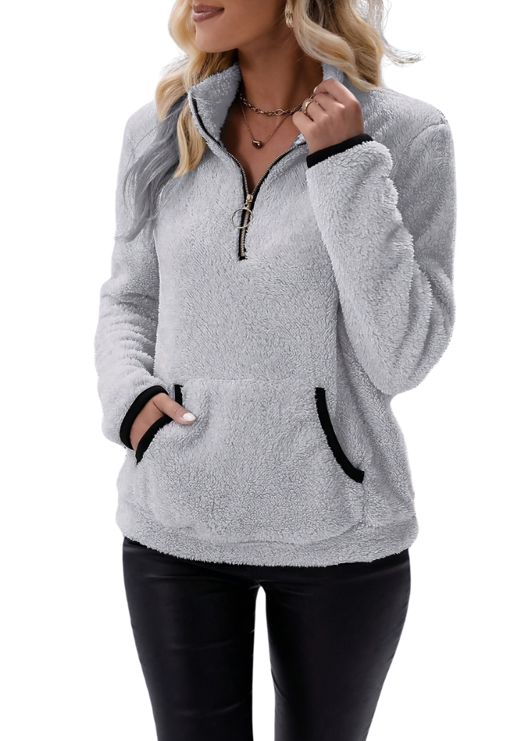 Femme™ | Half Zip Borg Fleece Sweatshirt