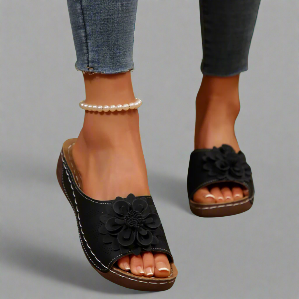 Femme™ | Elegant Orthopaedic Sandals with Floral Design