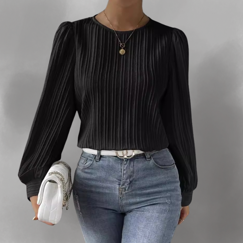 Femme™ | Pleated Long-Sleeve Blouse
