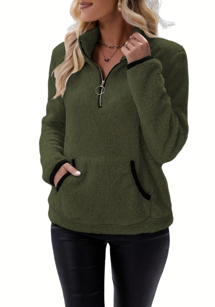 Femme™ | Half Zip Borg Fleece Sweatshirt