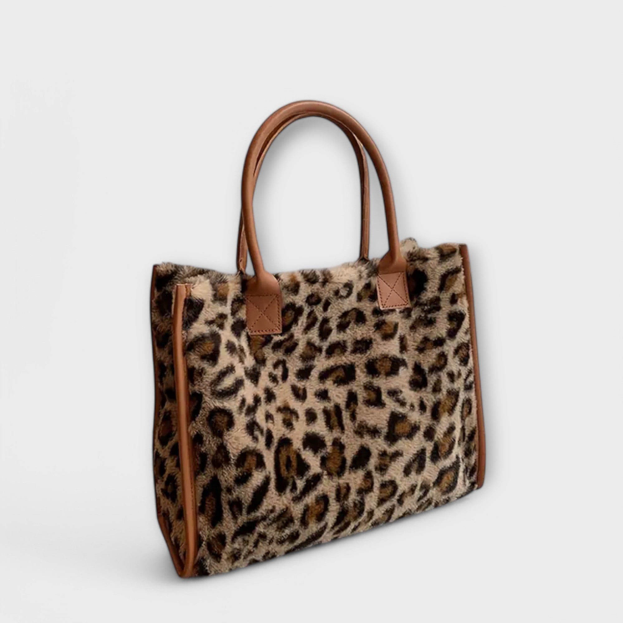 Femme™ | Chic Leopard Print Plush Tote