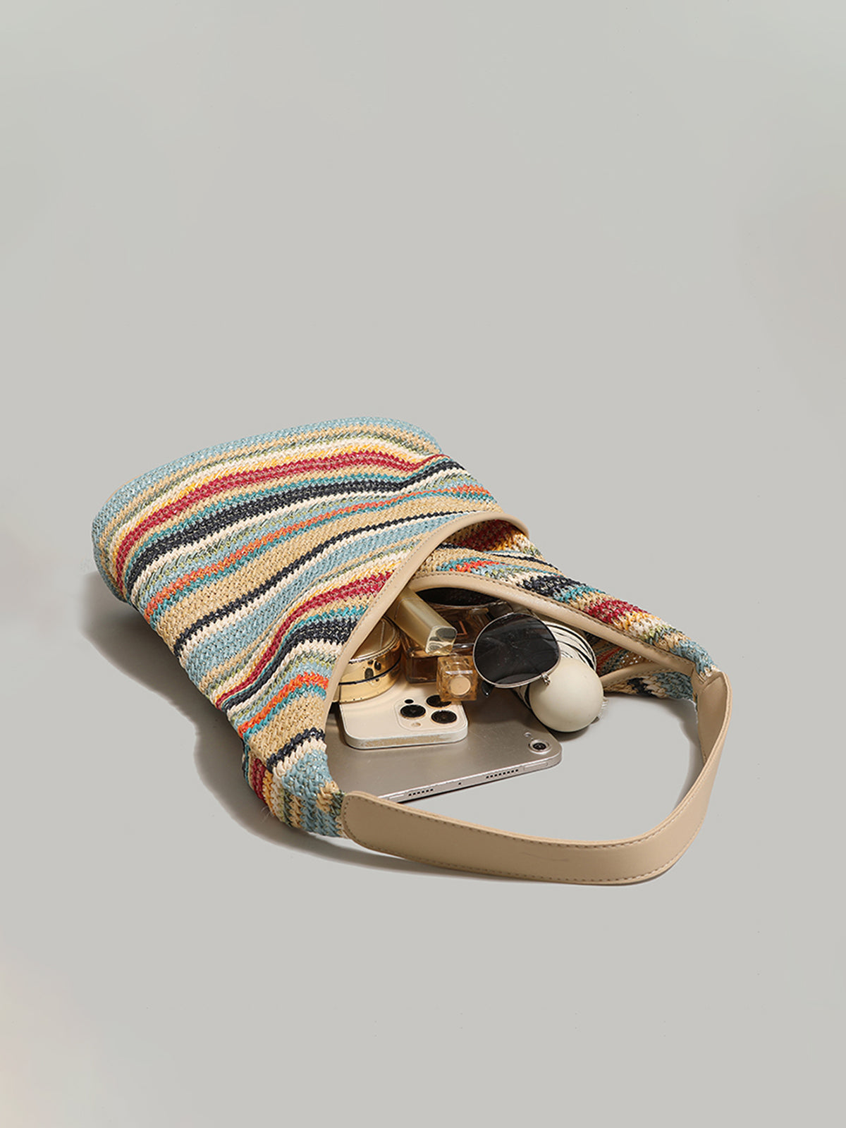 Femme™ | Rainbow Grass Woven Shoulder Bag