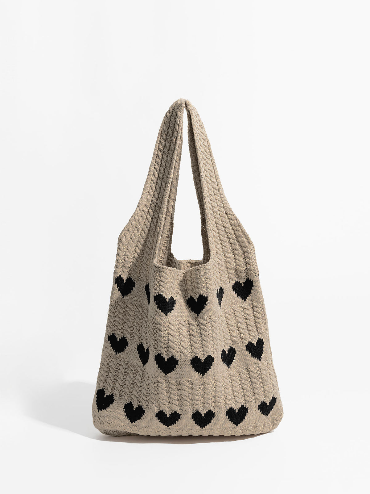 Femme™ | Heart Pattern Knit Shoulder Bag