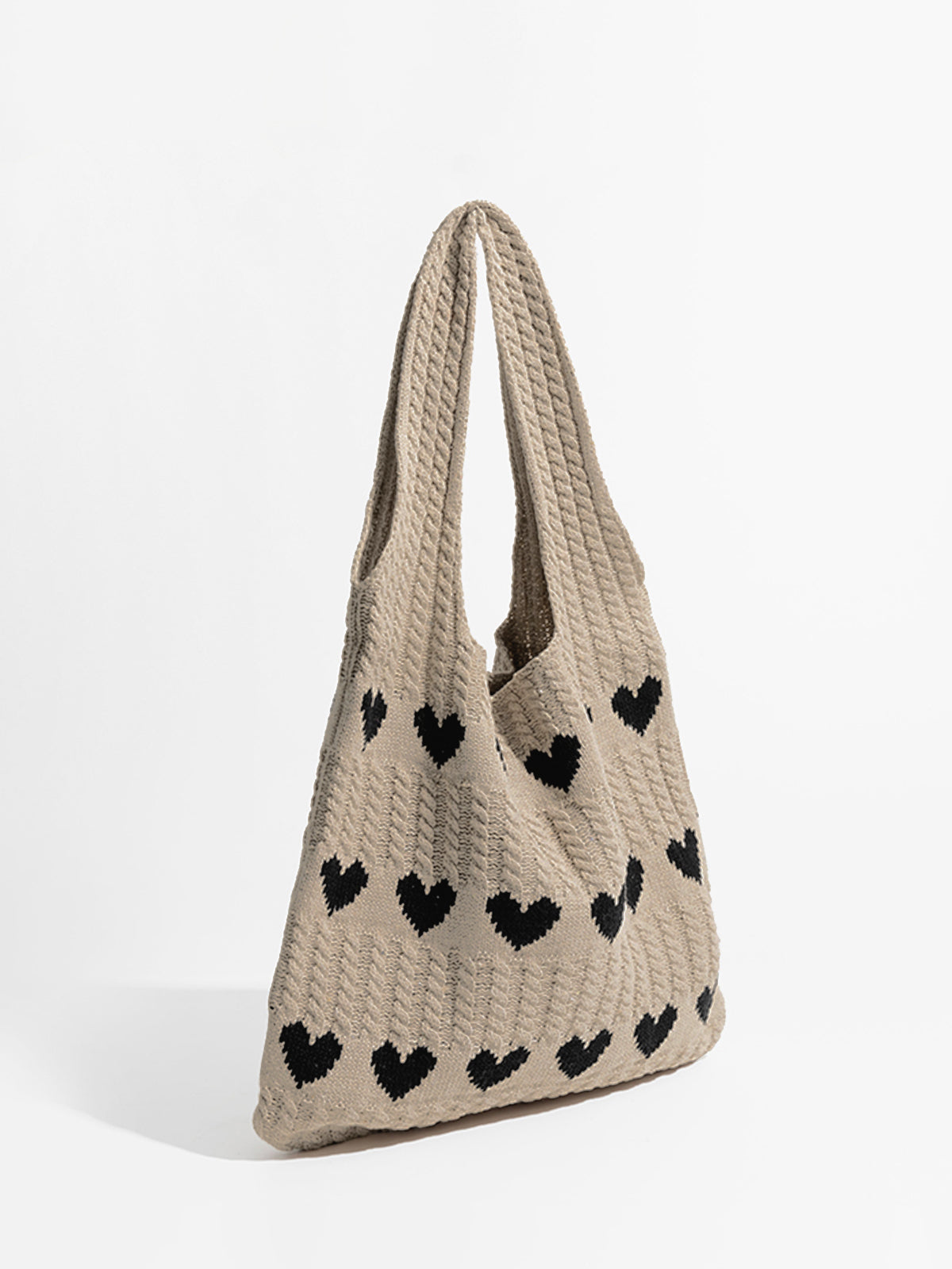 Femme™ | Heart Pattern Knit Shoulder Bag