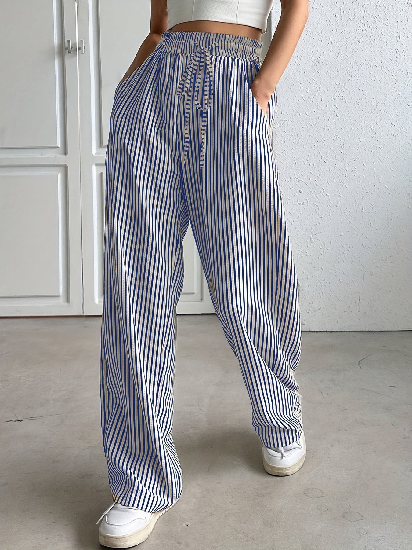 Femme™ | Wide-Leg Striped Trousers