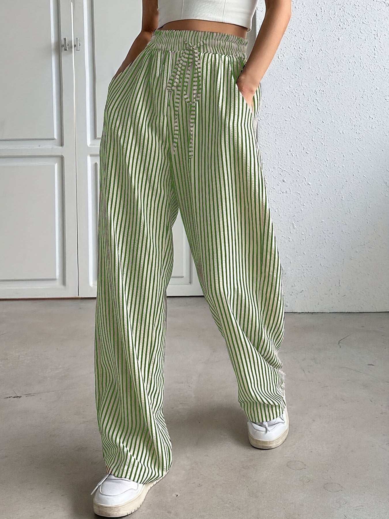 Femme™ | Wide-Leg Striped Trousers