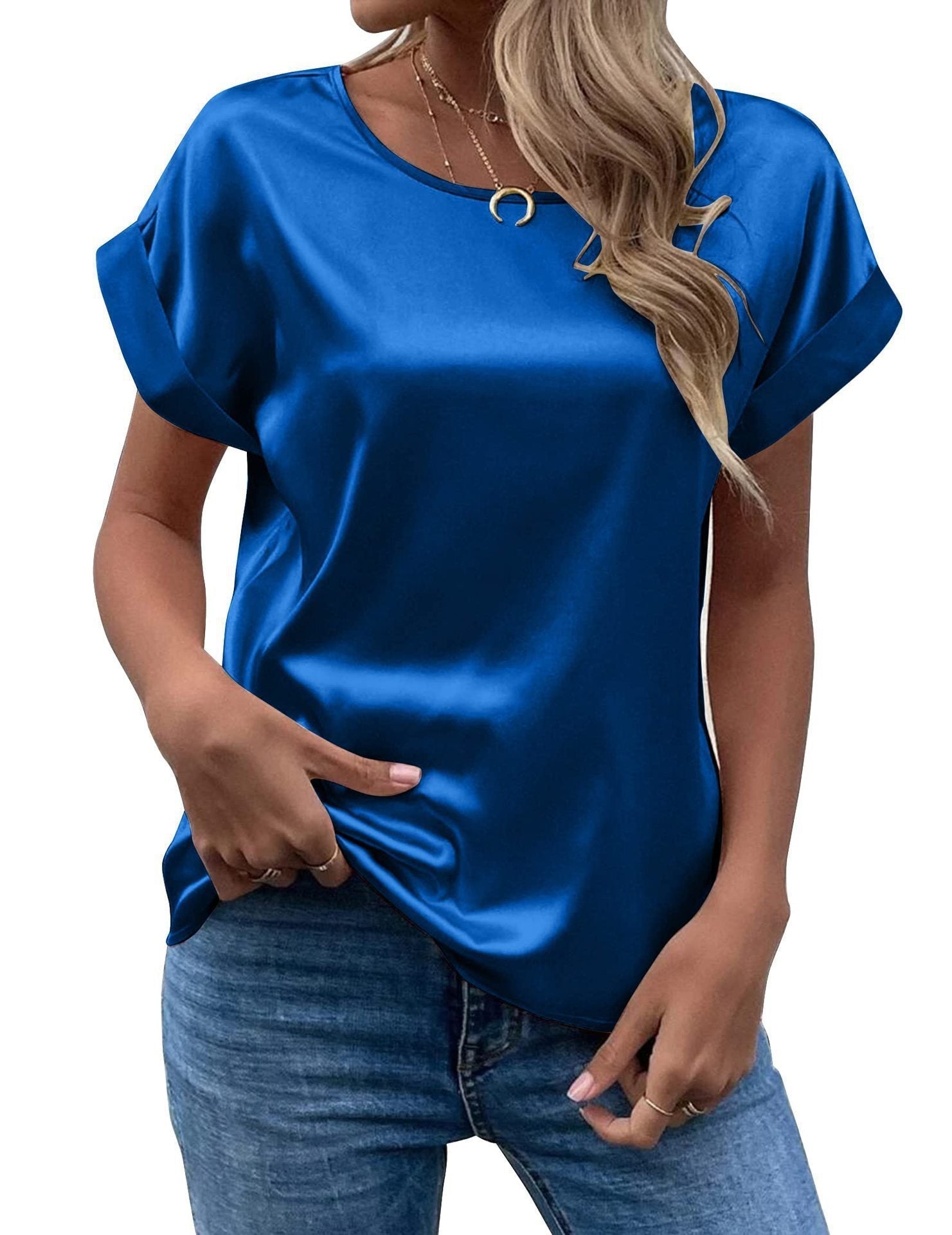 Femme™ | Satin Rolled Sleeve Blouse