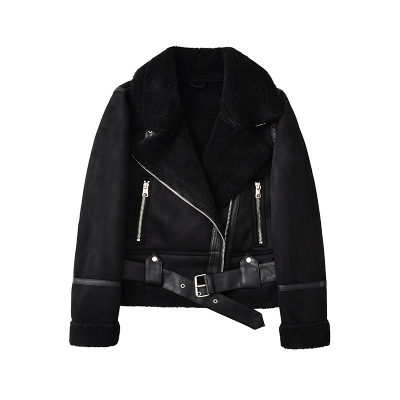 Femme™ | Suede Velvet Fur Lambswool Jacket