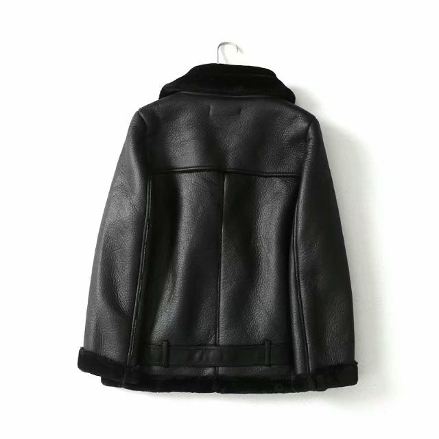 Femme™ | Leather Jacket with Zipper Fur
