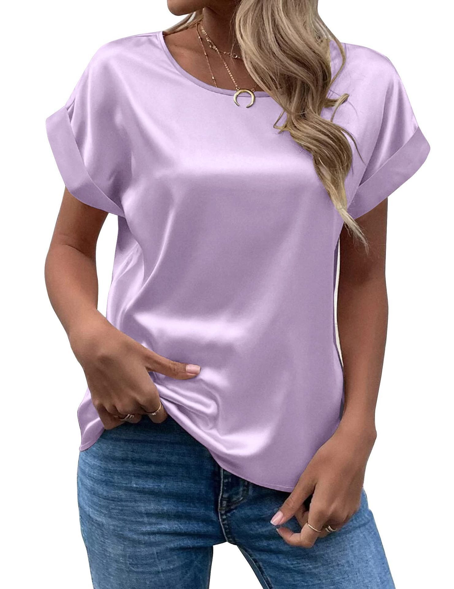 Femme™ | Satin Rolled Sleeve Blouse
