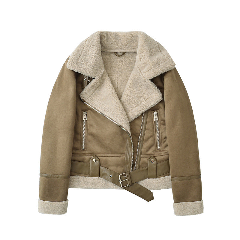 Femme™ | Suede Velvet Fur Lambswool Jacket